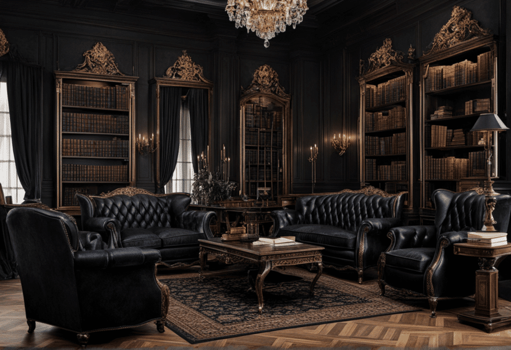 dark academia decor living room