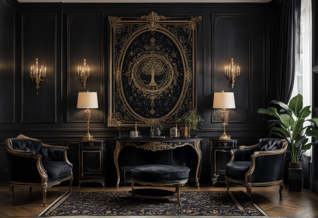 dark academia decor living room