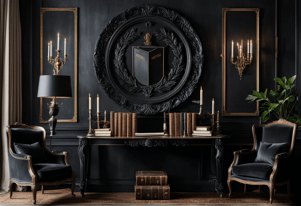 dark academia decor living room