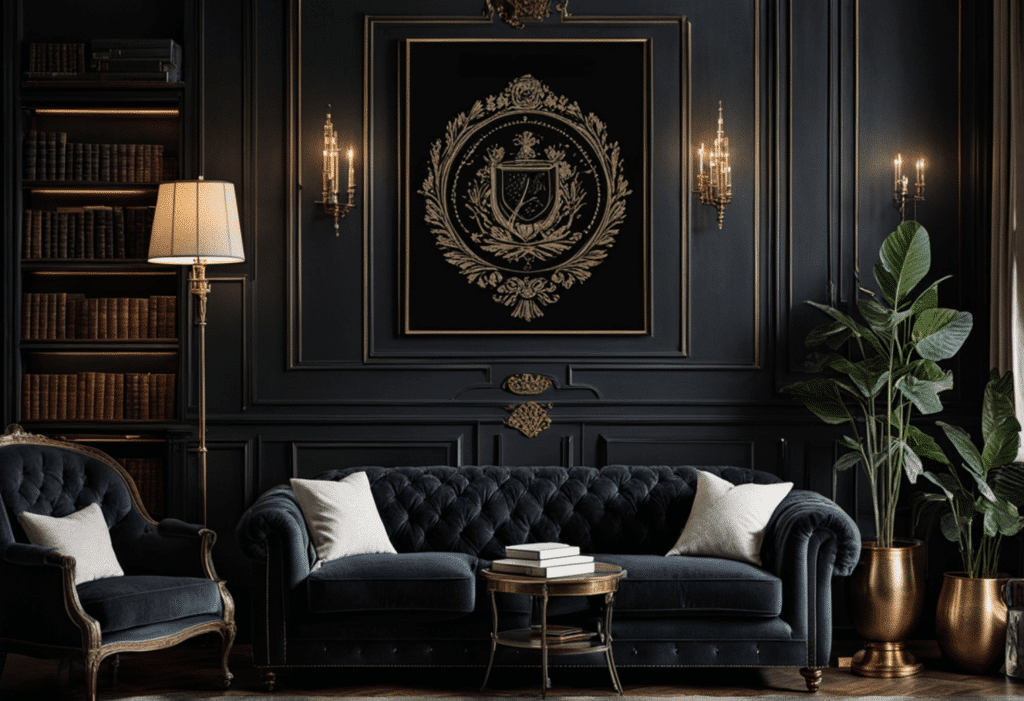 dark academia decor living room