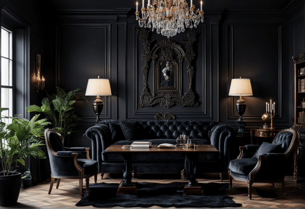 dark academia decor living room