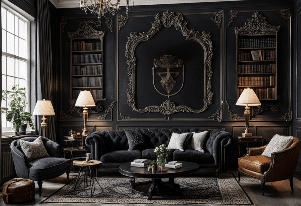 dark academia decor living room