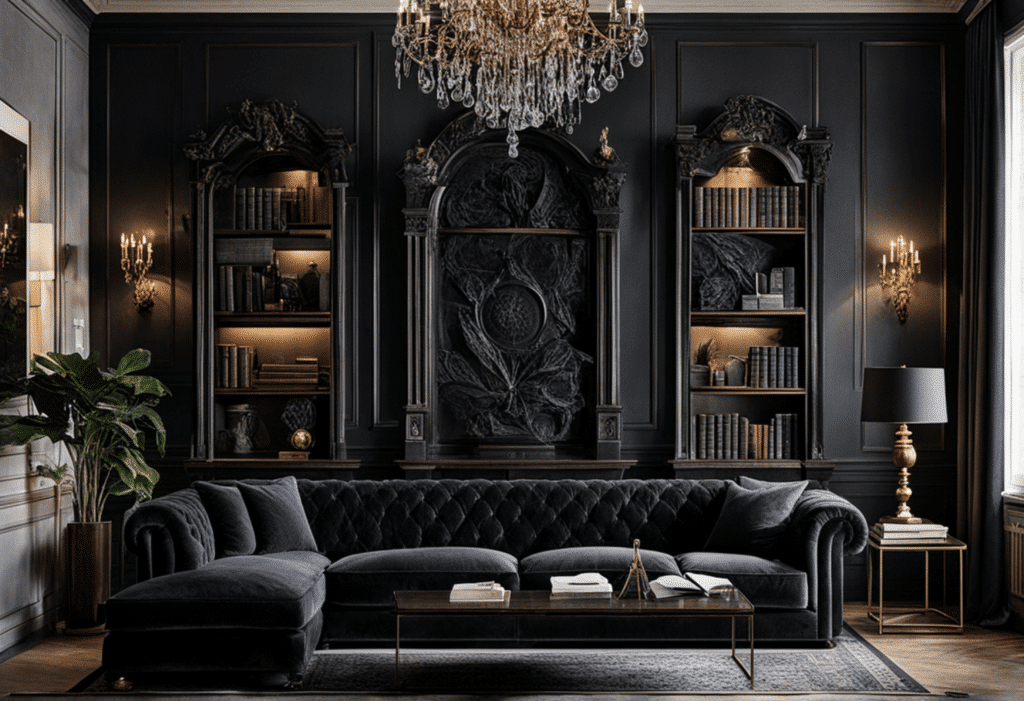 dark academia decor living room