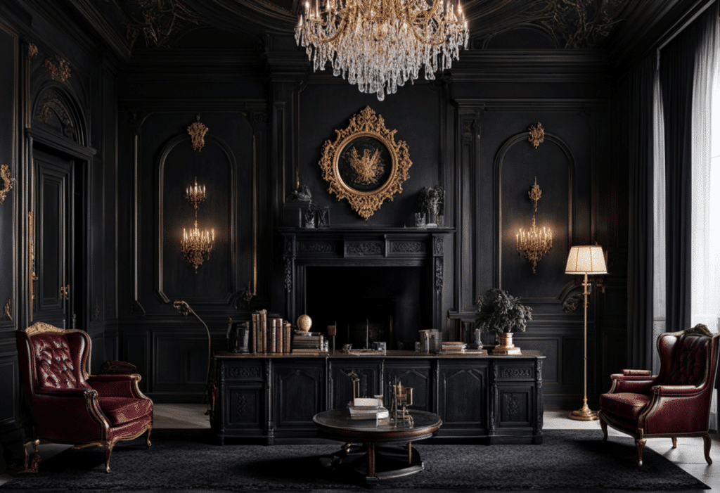 dark academia decor living room