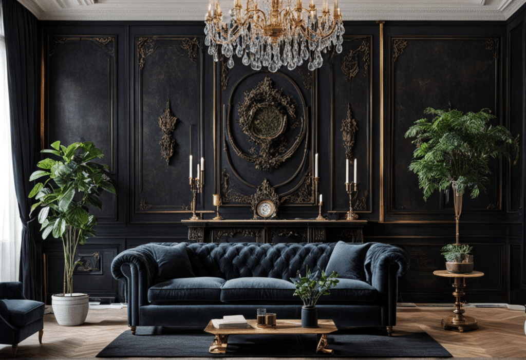 dark academia decor living room