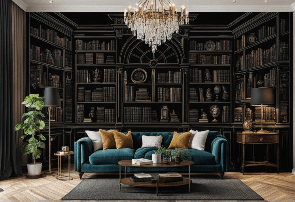 dark academia decor living room