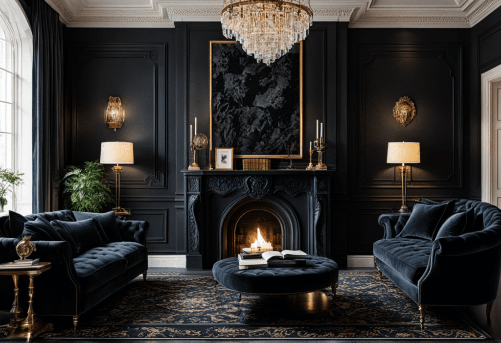 dark academia decor living room