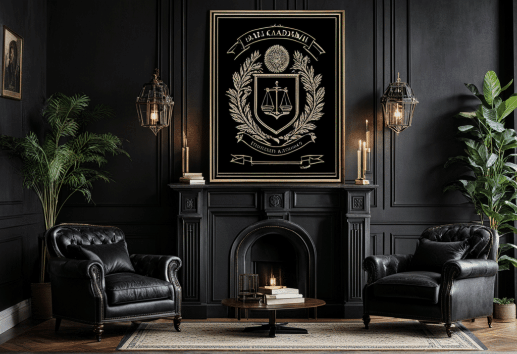 dark academia decor living room