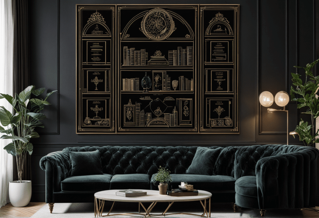 dark academia decor living room