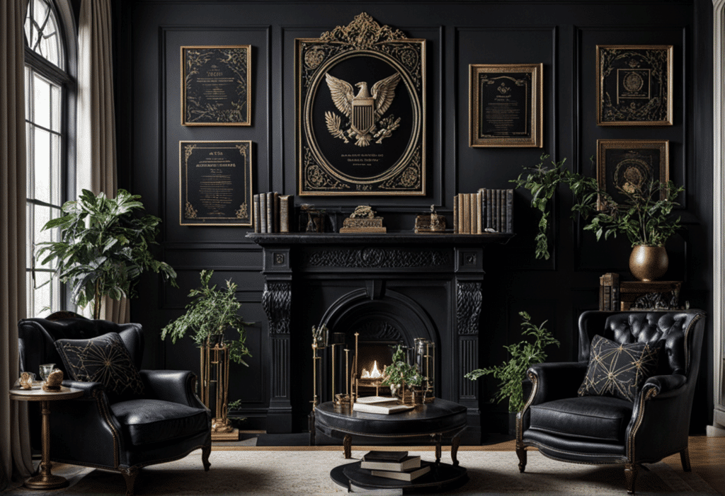 dark academia decor living room