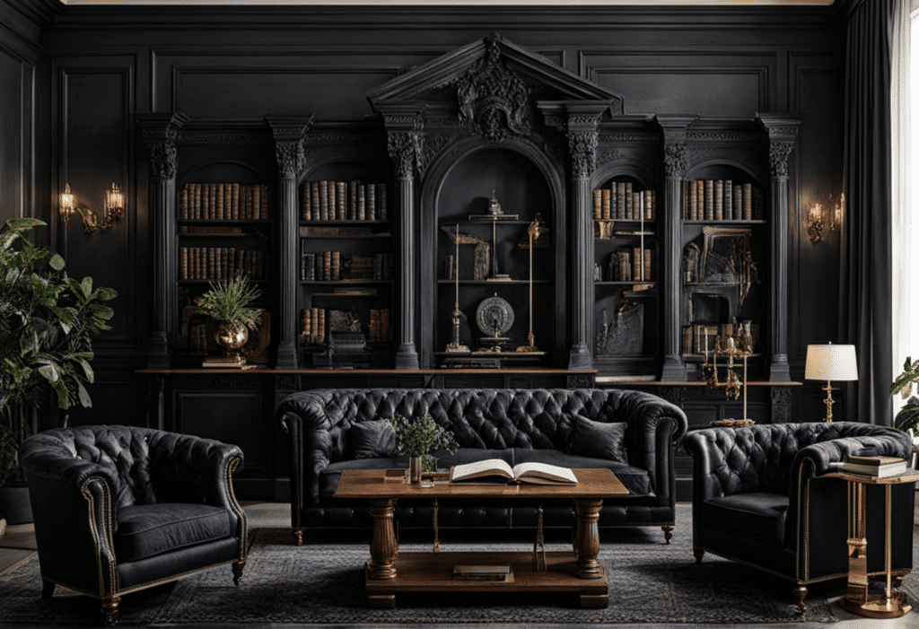 dark academia decor living room