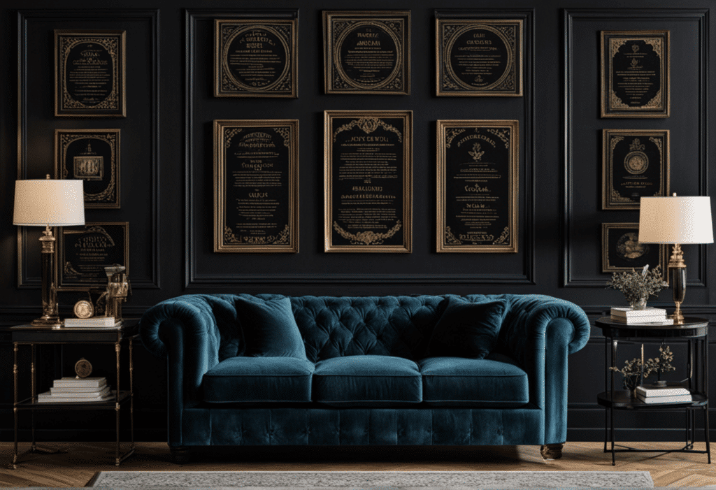 dark academia decor living room