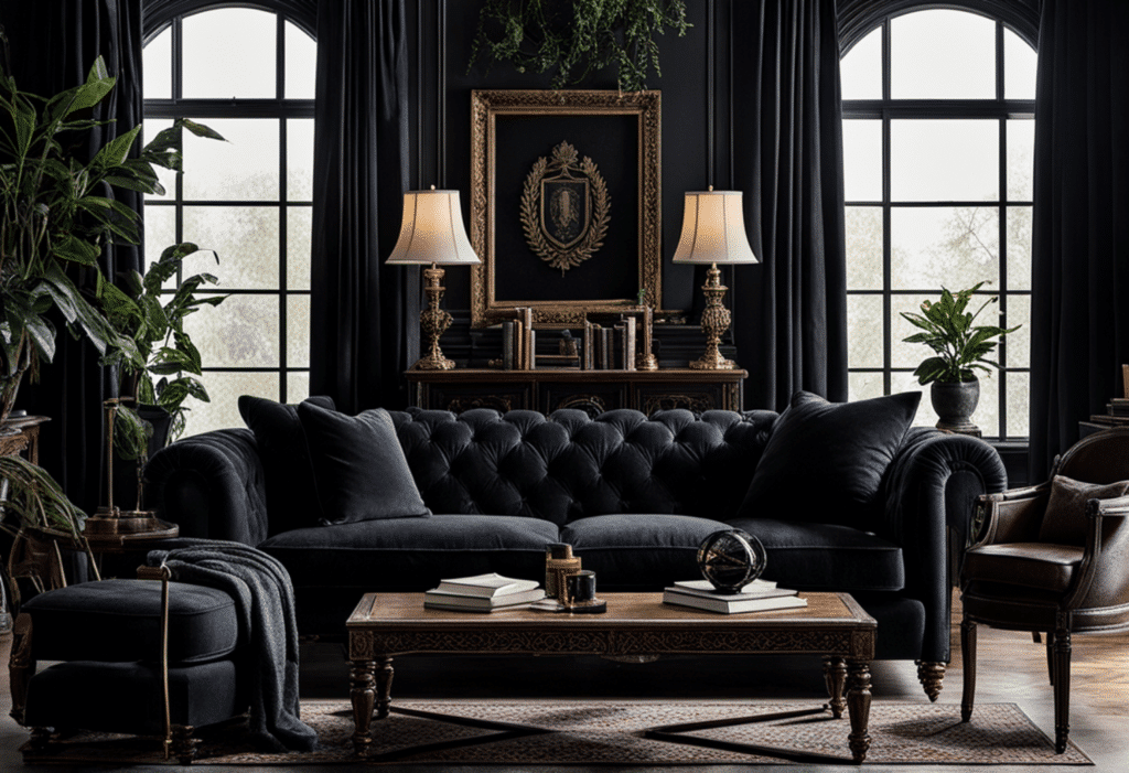 dark academia decor living room