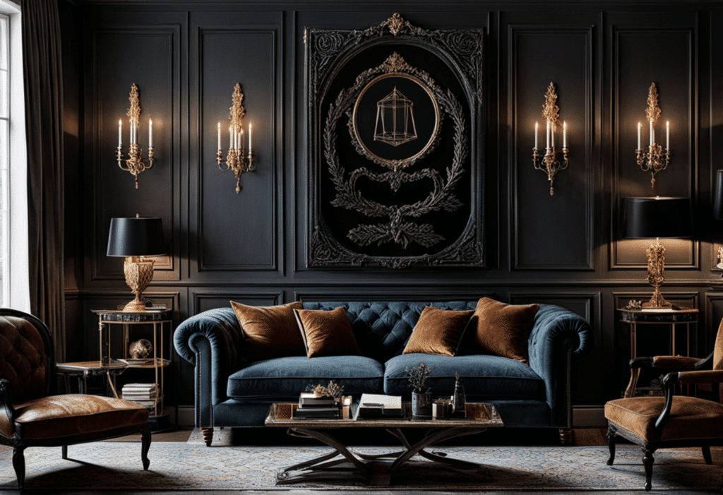 dark academia decor living room