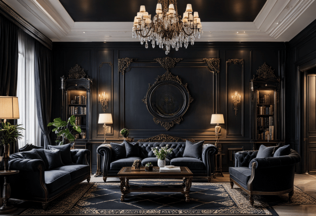 dark academia decor living room