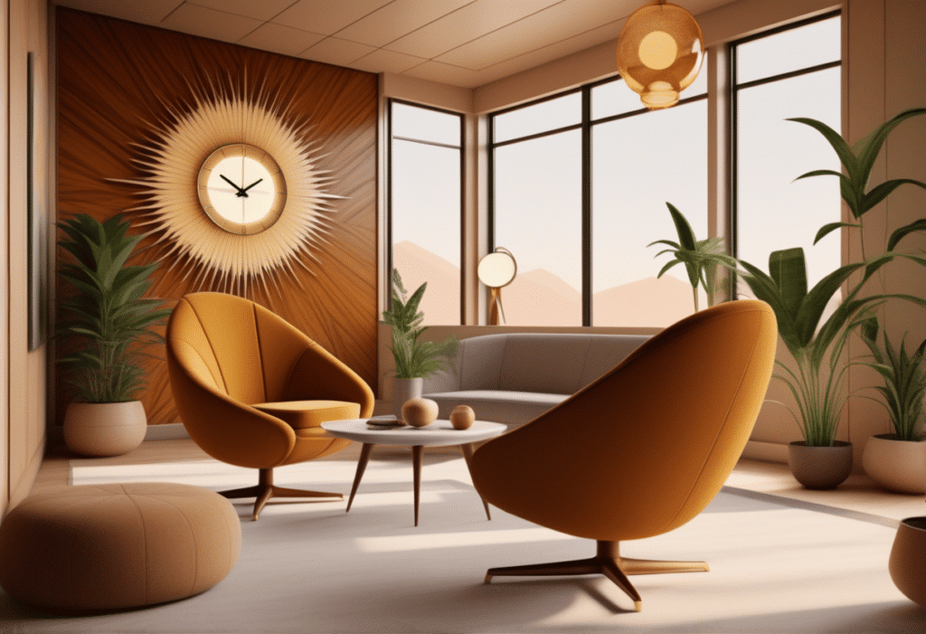 mid-century modern home decor aesthetic style living room