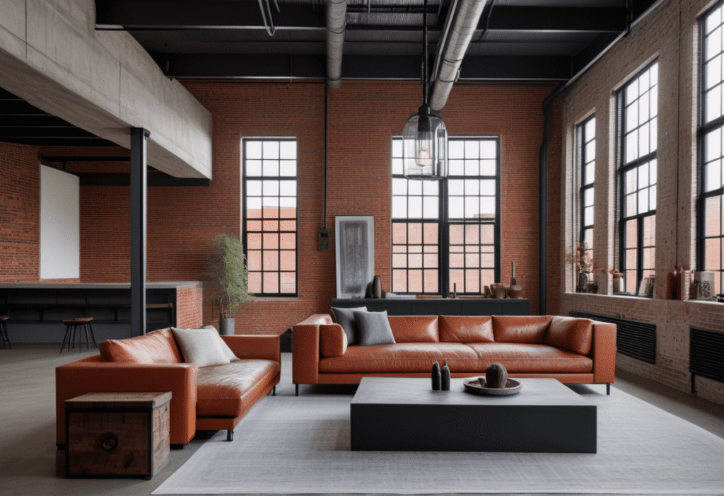 modern industrial home decor aesthetic living room pictures