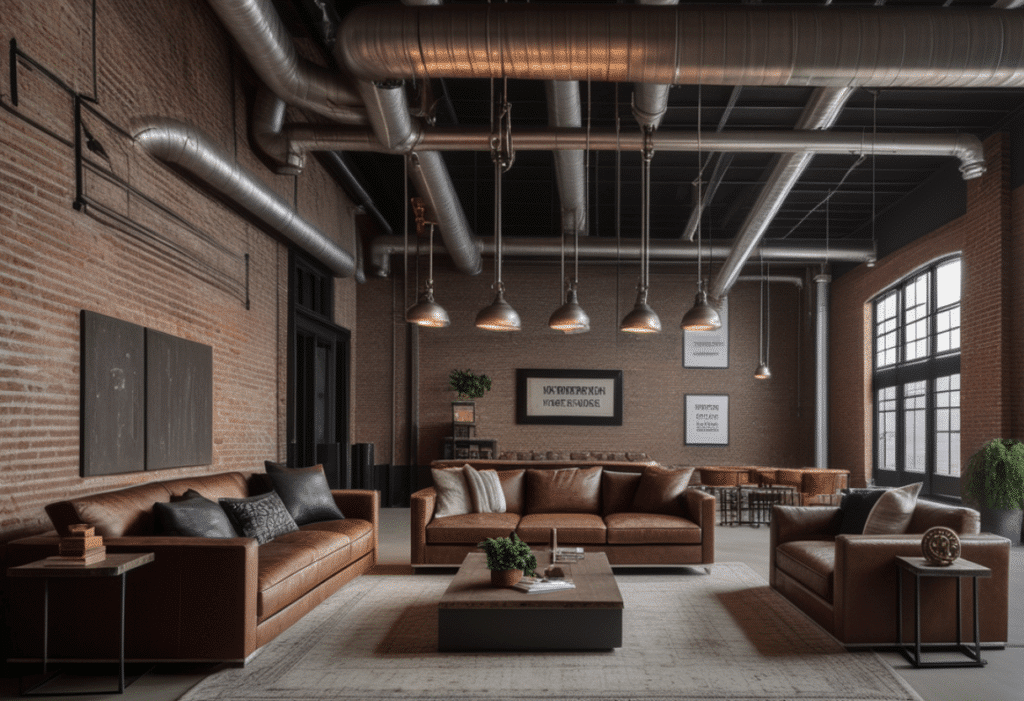 urban industrial home decor aesthetic living room pictures