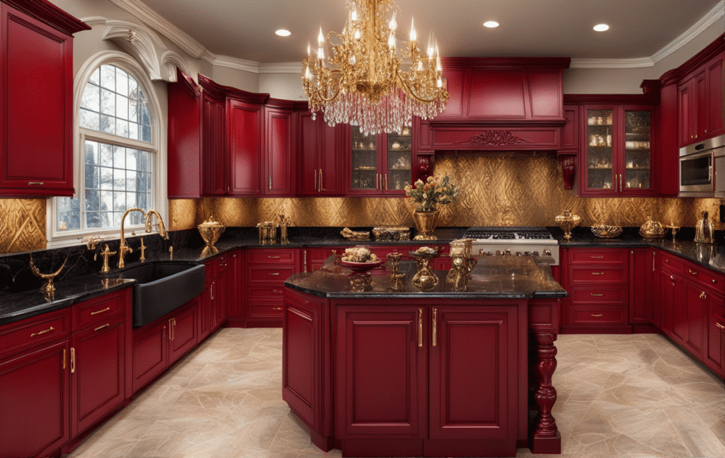 red kitchen cabinets