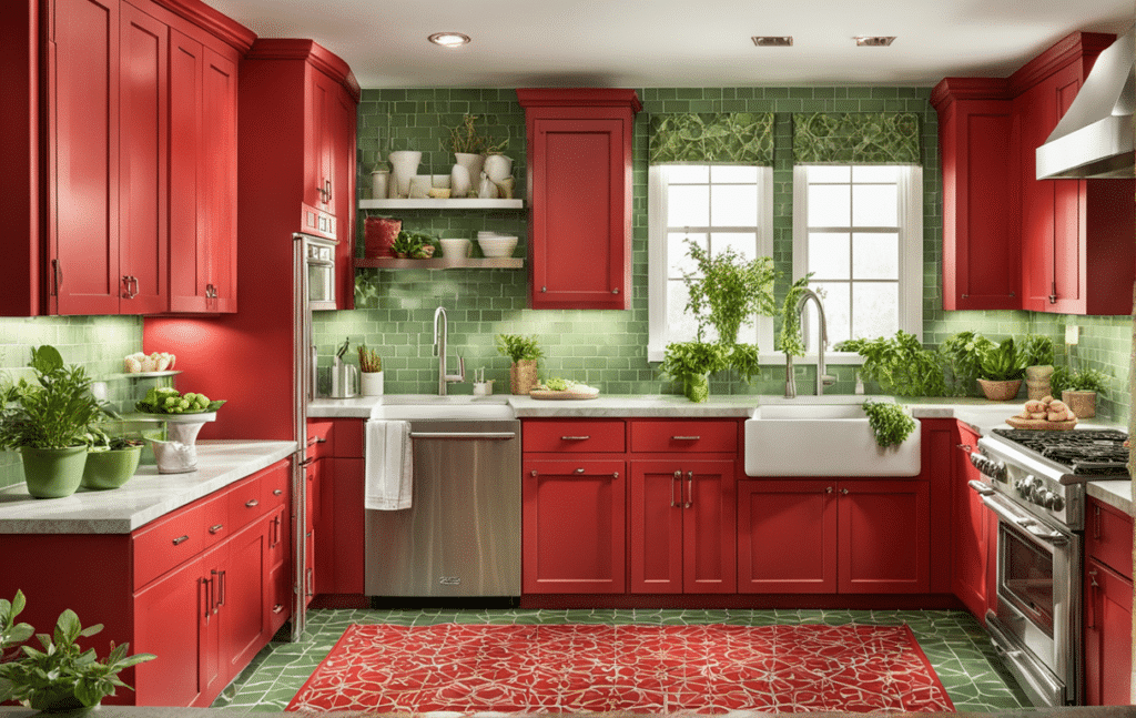 red kitchen cabinets