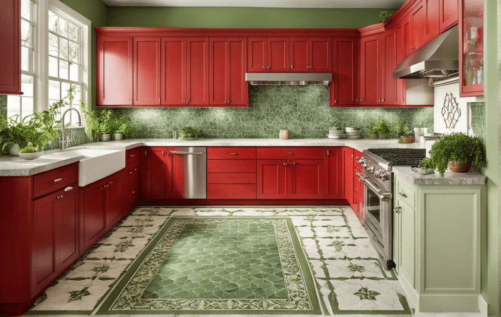 red kitchen cabinets