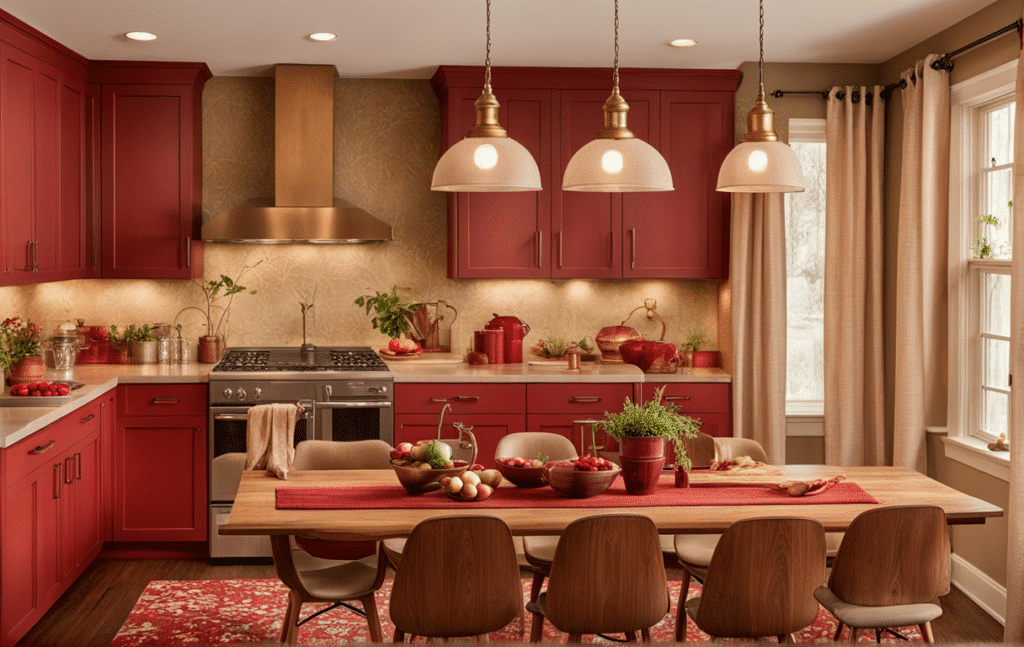 red kitchen cabinets