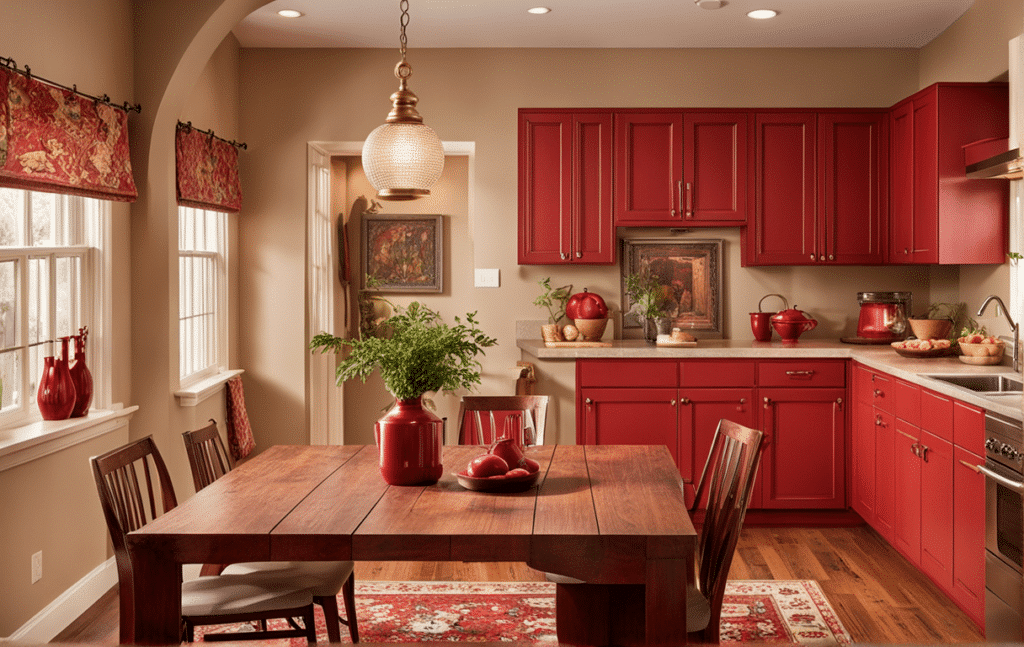 red kitchen cabinets