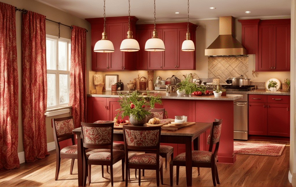 red kitchen cabinets