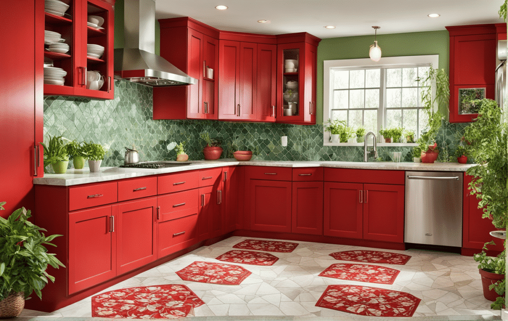 red kitchen cabinets