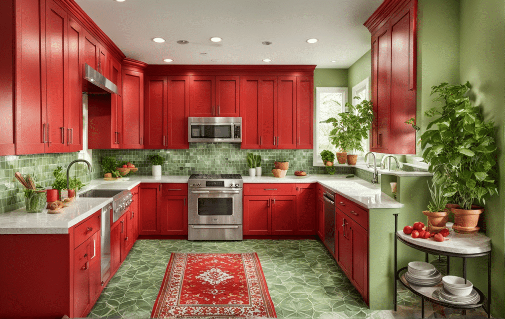 red kitchen cabinets