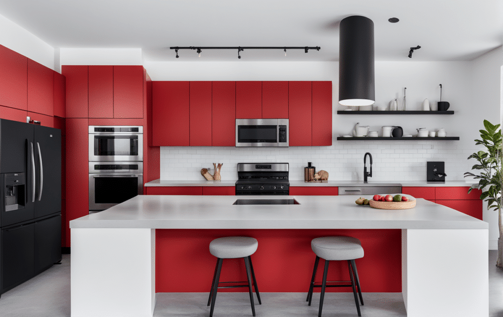 red kitchen cabinets