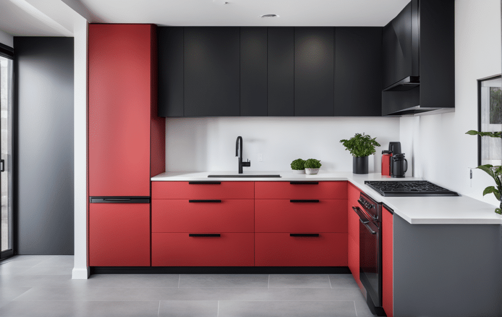 red kitchen cabinets