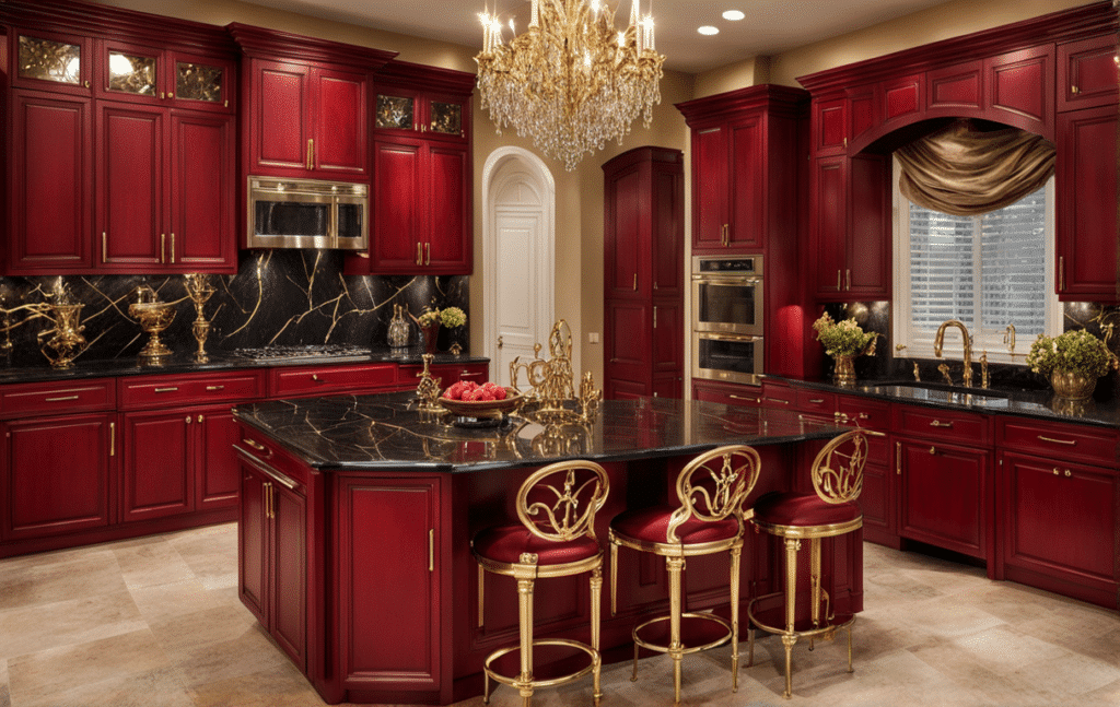 red kitchen cabinets