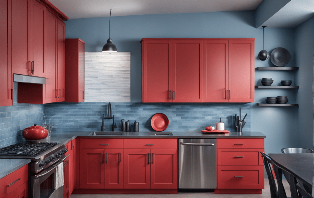 red kitchen cabinets