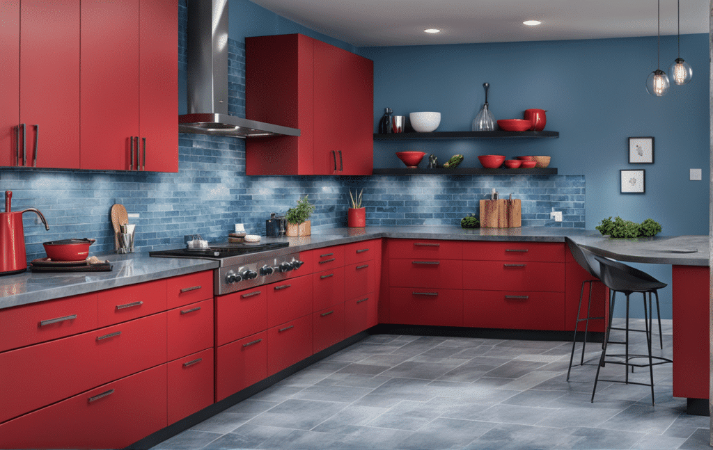 red kitchen cabinets