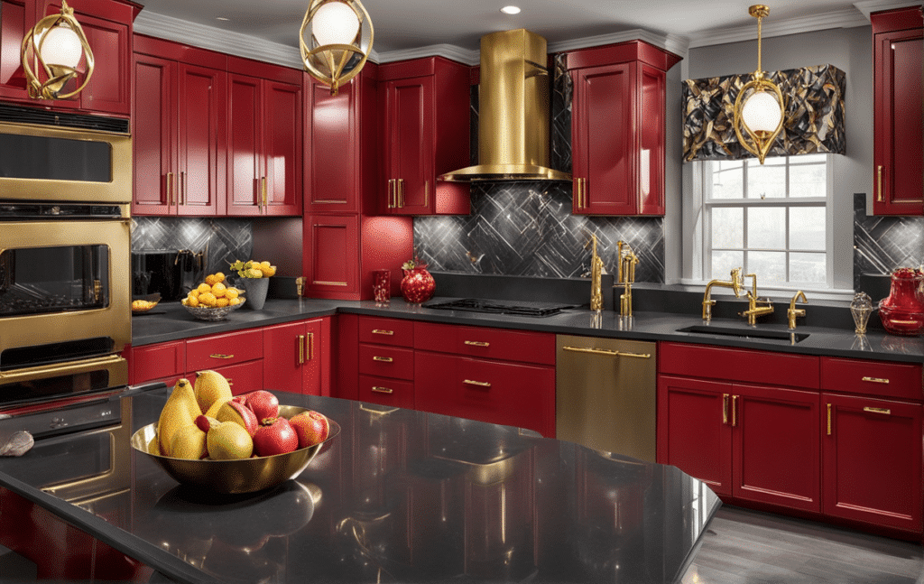 red kitchen cabinets