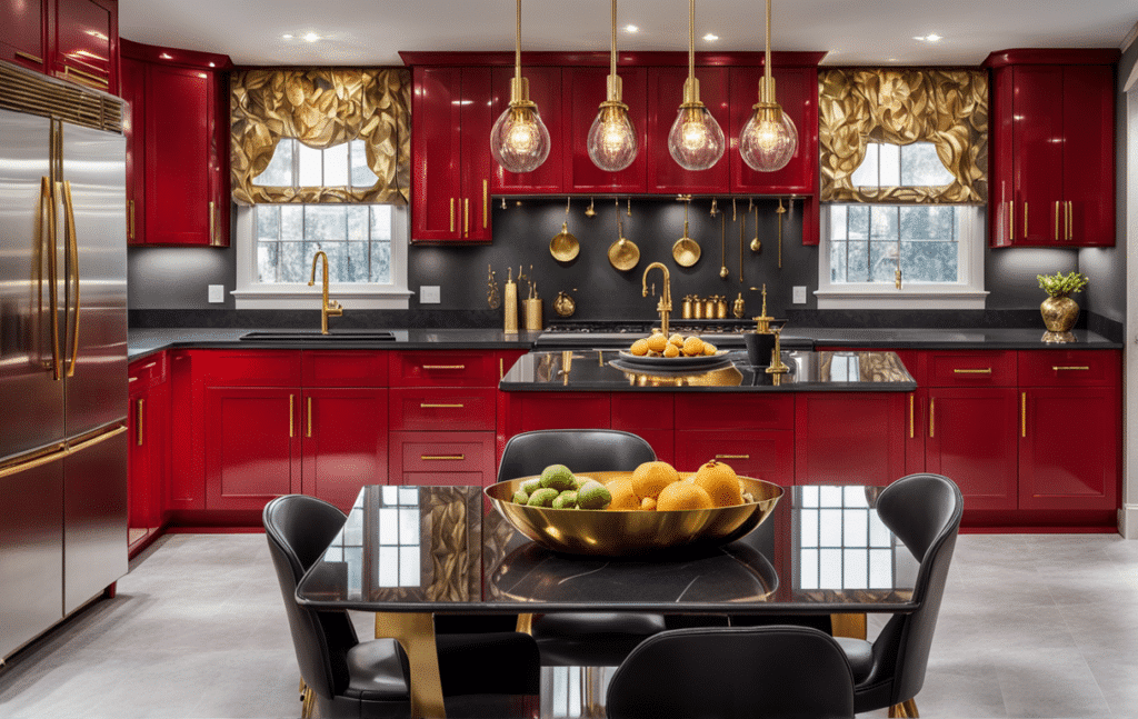 red kitchen cabinets