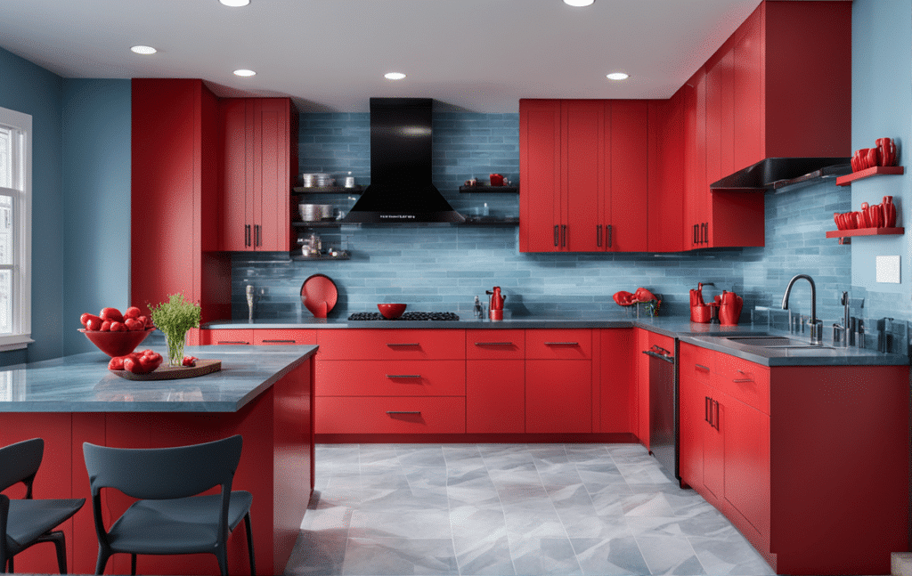 red kitchen cabinets