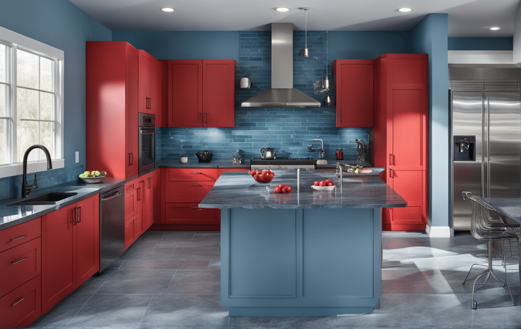 red kitchen cabinets