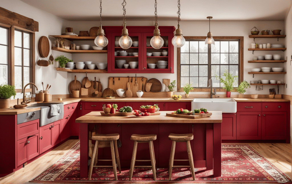 red kitchen cabinets