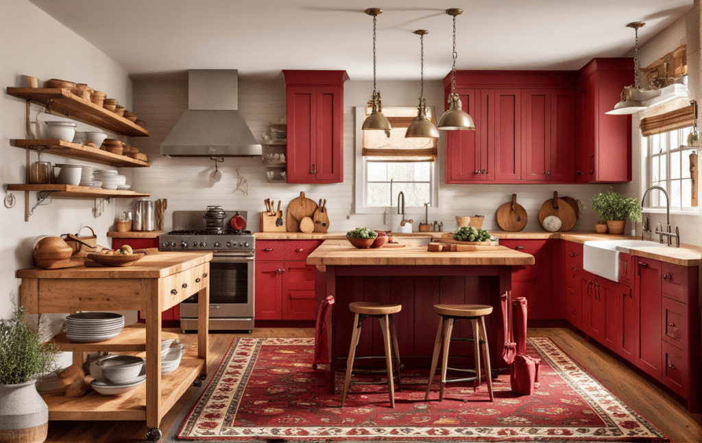 red kitchen cabinets