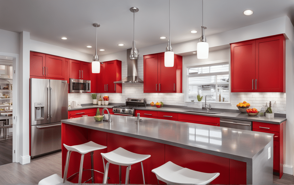 red kitchen cabinets