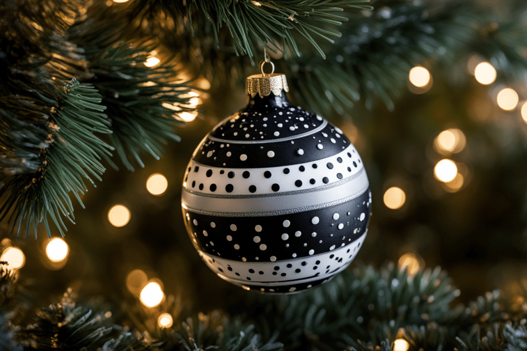 black and white Christmas tree decorations