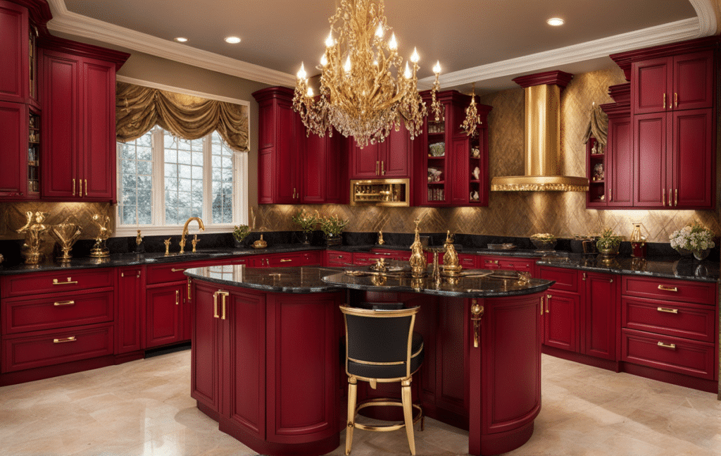 red kitchen cabinets