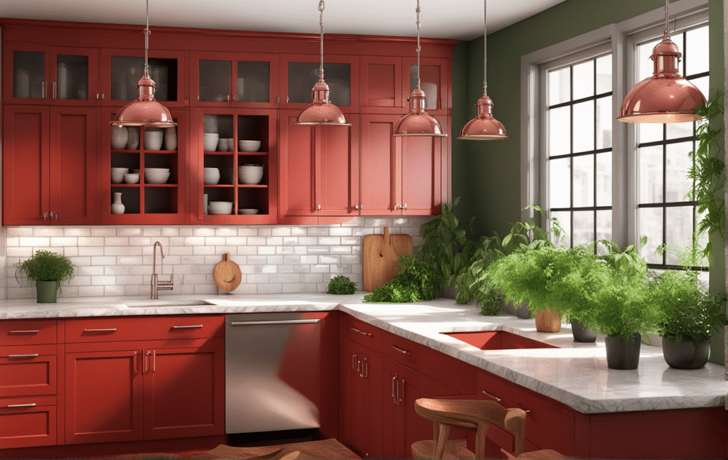 red kitchen cabinets