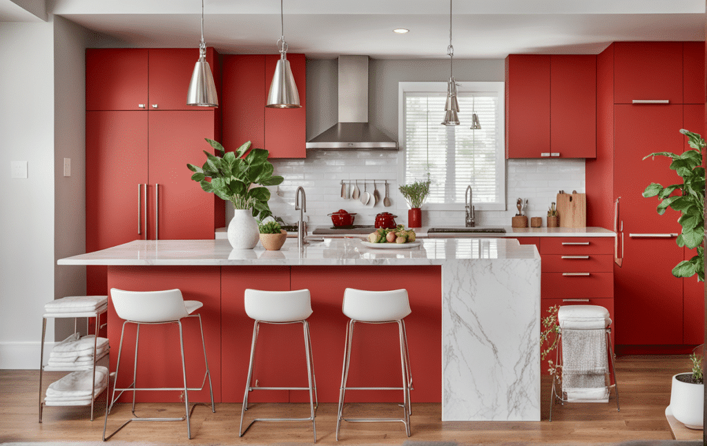 red kitchen cabinets