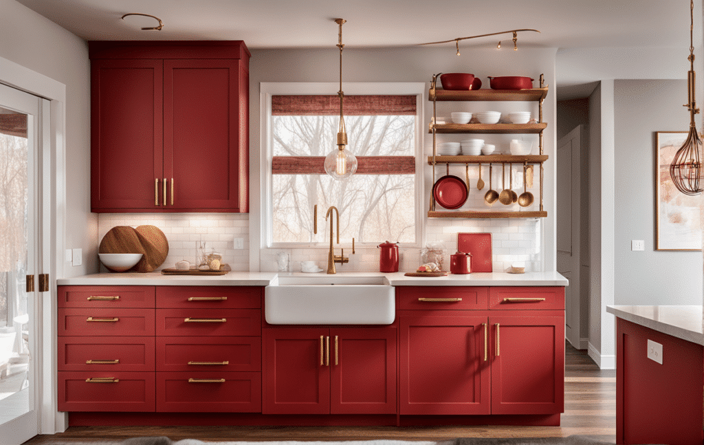 red kitchen cabinets