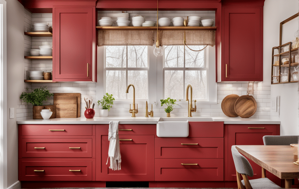 red kitchen cabinets