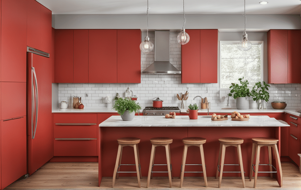 red kitchen cabinets