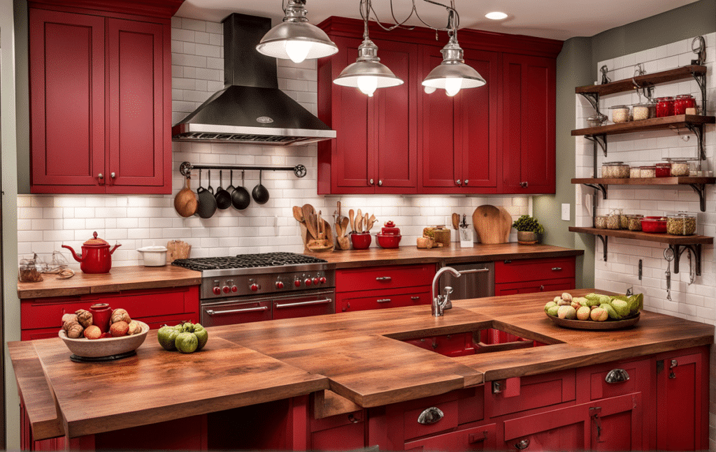 red kitchen cabinets